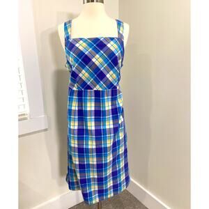 Take Nine Plaid Babydoll Sleeveless Maternity Easter Sundress Sz L 100% Cotton